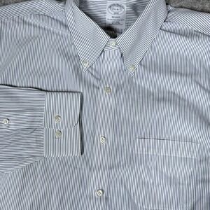 Brooks‎ Brothers Regent Dress Shirt Men's 17.5 6/7 White Striped Long Sleeve
